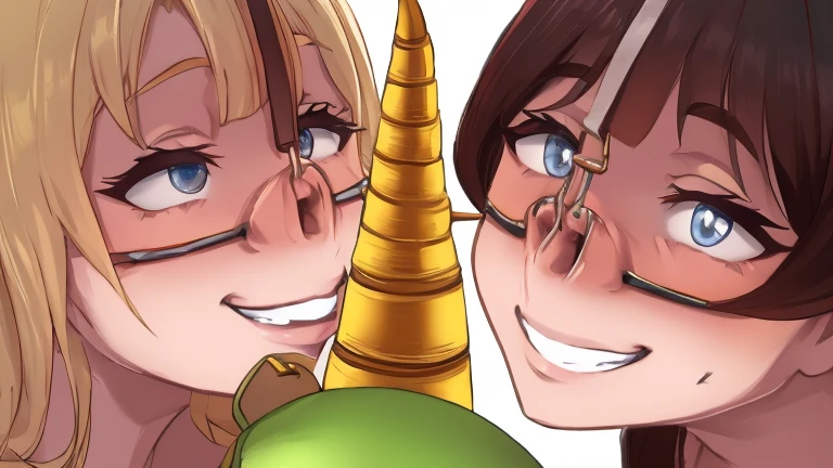 (8k,最high quality, High resolution:1.2,high quality, Very detailed, 最high quality, Very detailed, beautiful, masterpiece),Two bad moms,(Nose hook:1.2),Grin,Wicked Smile,Bamboo shoot in the center