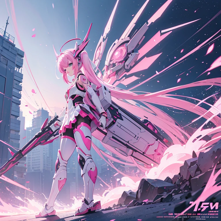 araffes with a pink and white hair and a pink and white helmet, detailed digital anime art, best anime 4k konachan wallpaper, anime mecha aesthetic, 4k highly detailed digital art, robot mecha female dragon head, wlop and krenz cushart, highly detailed anime, mecha asthetic, advanced digital anime art
