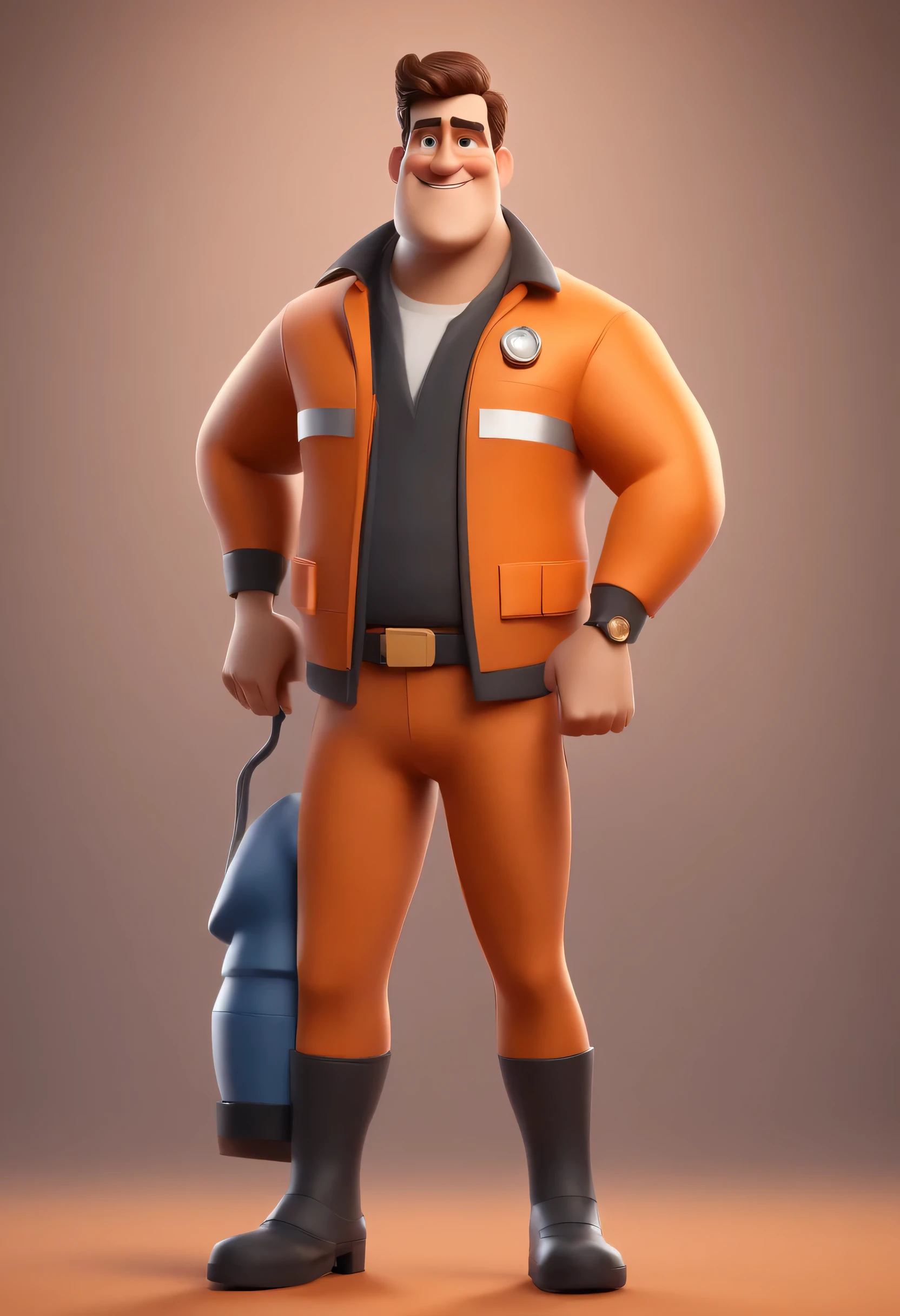 Cartoon character of a man wearing a delivery man uniform and orange bpne , um personagem animado, Caractere estilizado, animation style rendering, 3D estilizado, Arnold Maya rendering, Stylized 3D rendering, toon render screenshot, Personagem 3D, Personagem 3D, Stylized 3D rendering, 3D character rendering, personagem de desenho animado, Personagem de close up, Pose de personagem, (Estilo Pixar) (parte mestre:1.2) (Bokeh) (melhor qualidade) (pele detalhada) (textura detalhada) (8k) (argila) (cinematic lighting) (sharp focus,Senta e vaza a parte superior do corpo