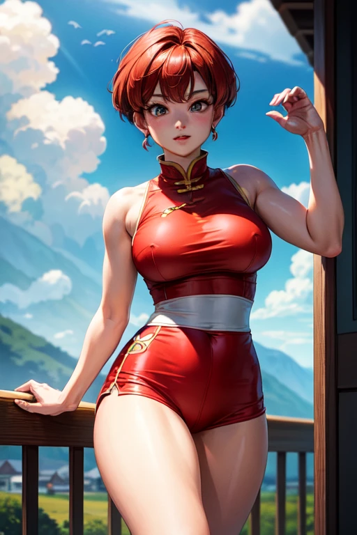 masterpiece, highest quality, alone, (Ranma), young woman, Red Short Hair, Thighs, (I can&#39;I can not stand it), Red collar, Chain Leash, Black bra, Latex pants, Red garter, Black fishnet stockings, ((Big Breasts)), Face of joy, (I;I&#39;I&#39;I&#39;I&#39;I&#39;I&#39;I&#39;m sweating a lot), My whole body is wet, (Red cheeks), (Please open your mouth wide), ((Drooling)), trembling, (((Squat down and spread your legs))), (Yellow dirty puddle at your feet), Dirty toilet, (((poop))),Browsing Caution