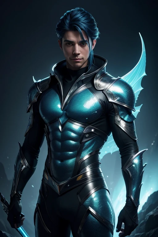 (((intricate design))) (((Top quality))) (((16K))) (((High Definition))) 16K splash art, high-res, ultra sharp, ((masterpiece)), the best quality, expressive eyes, perfect face, Super eyes, perfectly detailed anatomy, (((ripped pecs))) (((Volumetric lighting))) (((natural light))) (((dark shadows))) (((fluorescent lights))) (((1male))) (((muscular))) (((Built Body-Type)) (((Black Man))) (((blue shimmering fairy wings))) Black buzz cut, blue eyes, in the rainforest, glitter, sparkles, water, flying, fairy magic, flying, glossy skin, coloured tattoos, earrings, royalty, shimmer, delicate, beautiful, blue shimmering translucent suit, white boots, jewelry,