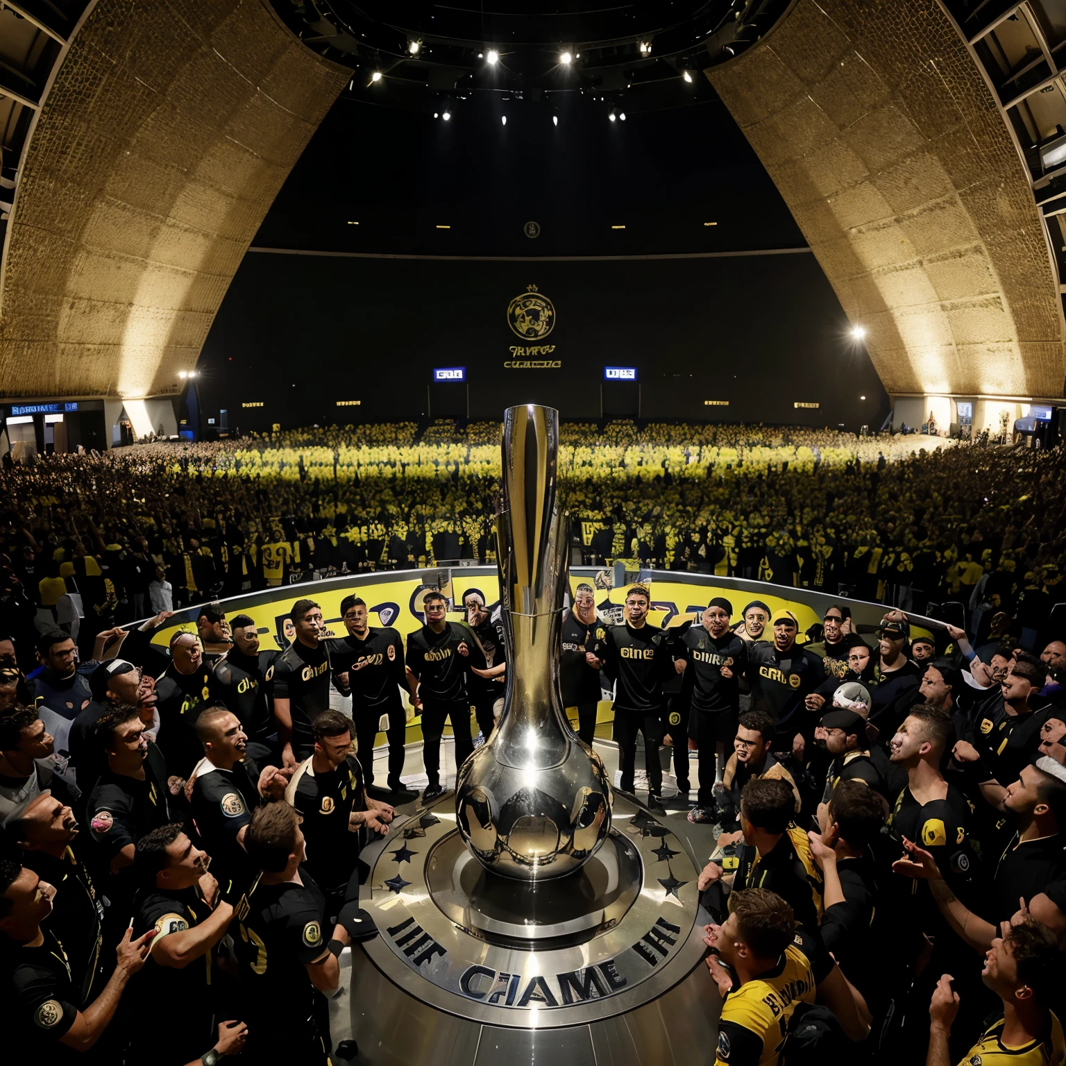 Believe me, an image with the Borussia Dortmund players in front of the UEFA Champions League trophy and behind that the Real Madrid players surrounded by rodents, in this case rats.