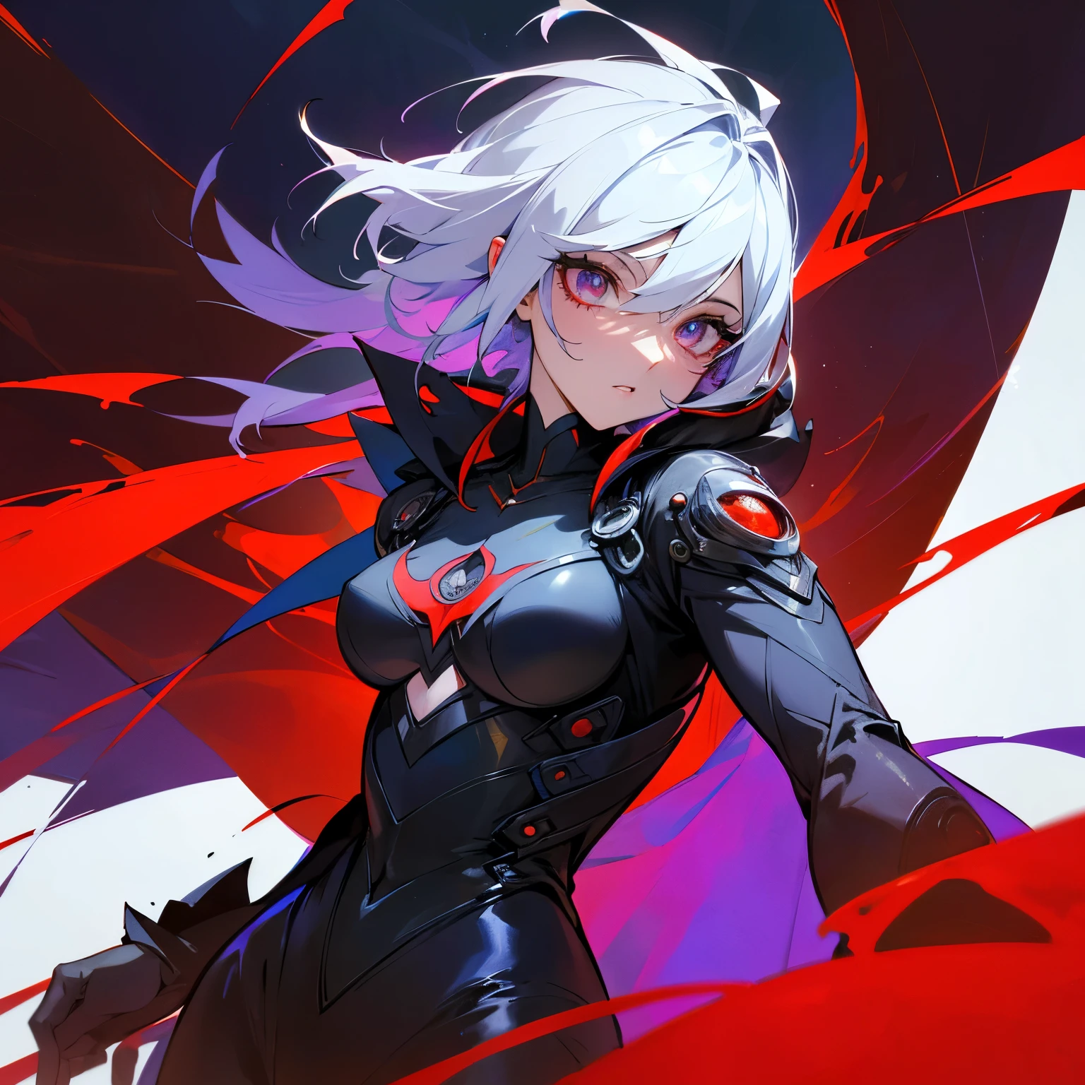 (Mulher-aranha do universo de cyberpunk), (mas estilo aranhaverso), (estilo homem-aranha), (ela tem cabelos brancos e olhos rosas), (ela tem estilo meio rockeiro e preto)