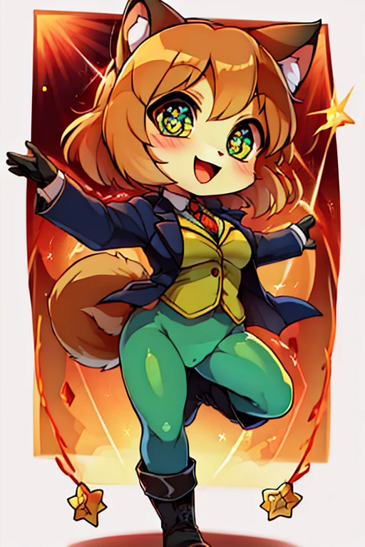 boy, squirrel, furry, bodyfur, blazer, bottomless, color tights, gloves, boots, idol, dance, microphone, sing