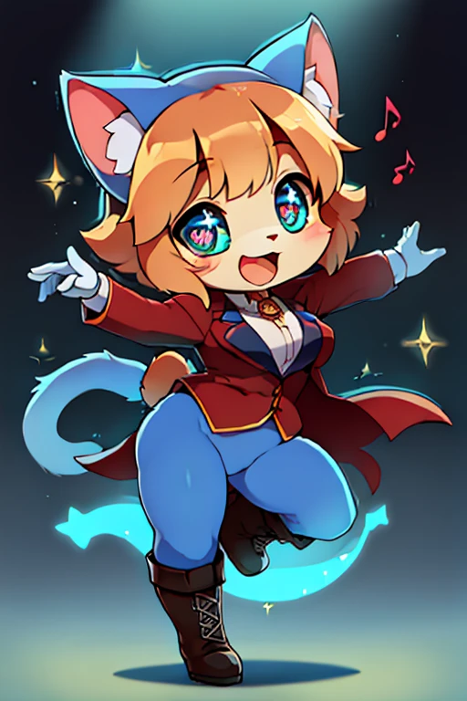 male, cat, beastman, animal hair, goggles, bra, bottomless, gloves, boots, penis, testis, Shota, juvenile, smile, Angel, Idol, dance, karaoke, microphone, sing