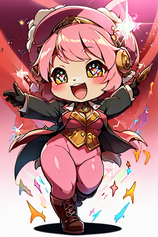 boy, pink tights rabbit, furry, bodyfur, tail, blazer, bottomless, gloves, boots, chibi, sparkling eyes, idol, dancing, singing