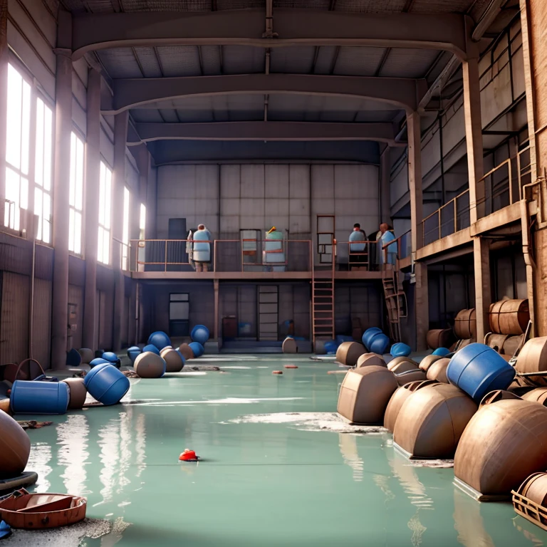 Inside the factory, They realize that the factory is dumping garbage and pollutants into the river, the other children turn off the factory
