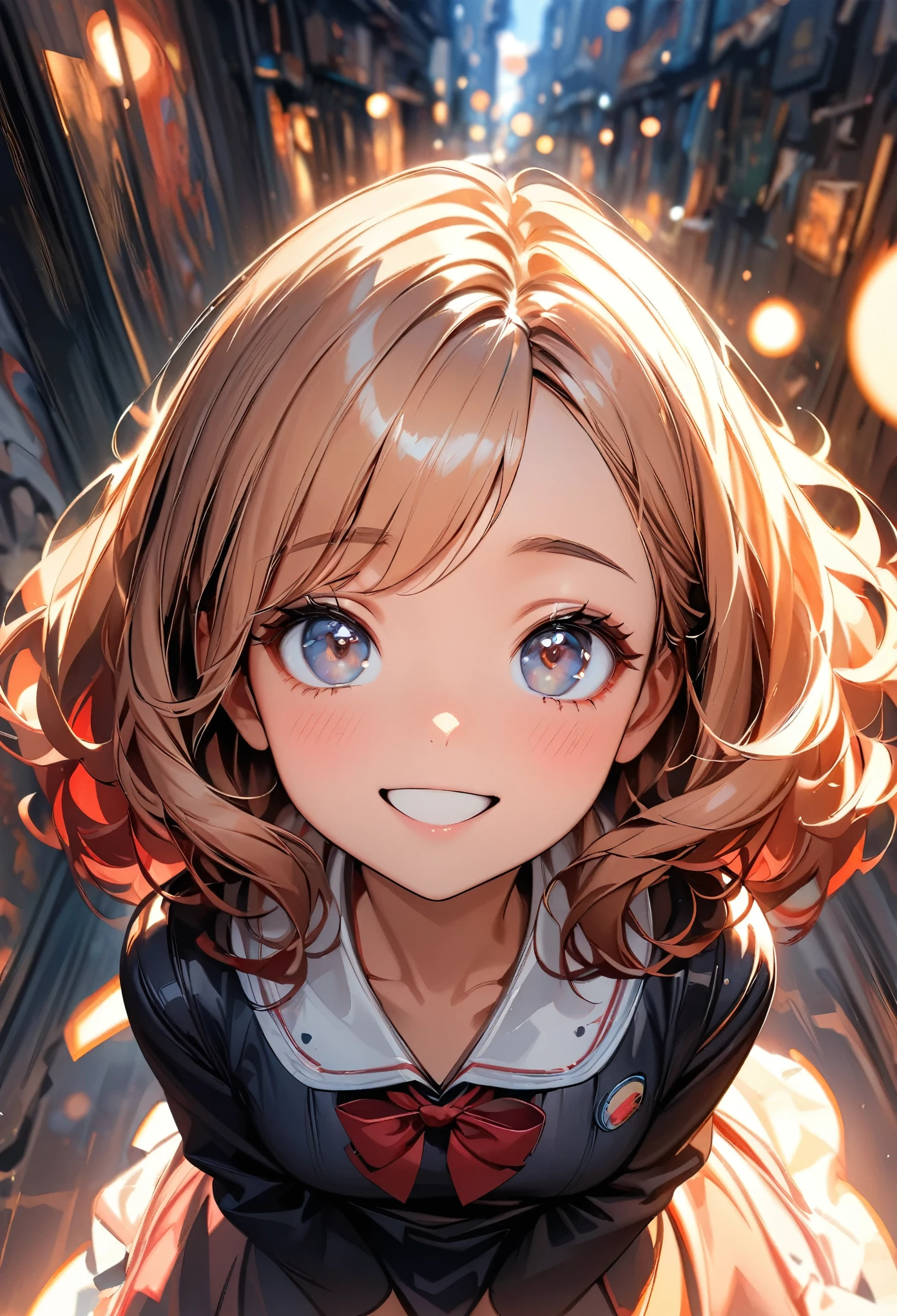 (highest quality:1.2, Very detailed, up to date, Vibrant, masterpiece:1.2, highest quality, Best aesthetics), (((1 girl))),Sweet smile, Moist eyes, Red cheeks, Leaking sigh, Portrait of a beautiful girl, Looking up, Composition from above, Gentle lighting, Shallow depth of field, Bokeh:1.2, Soft brush strokes, Oil painting style,
