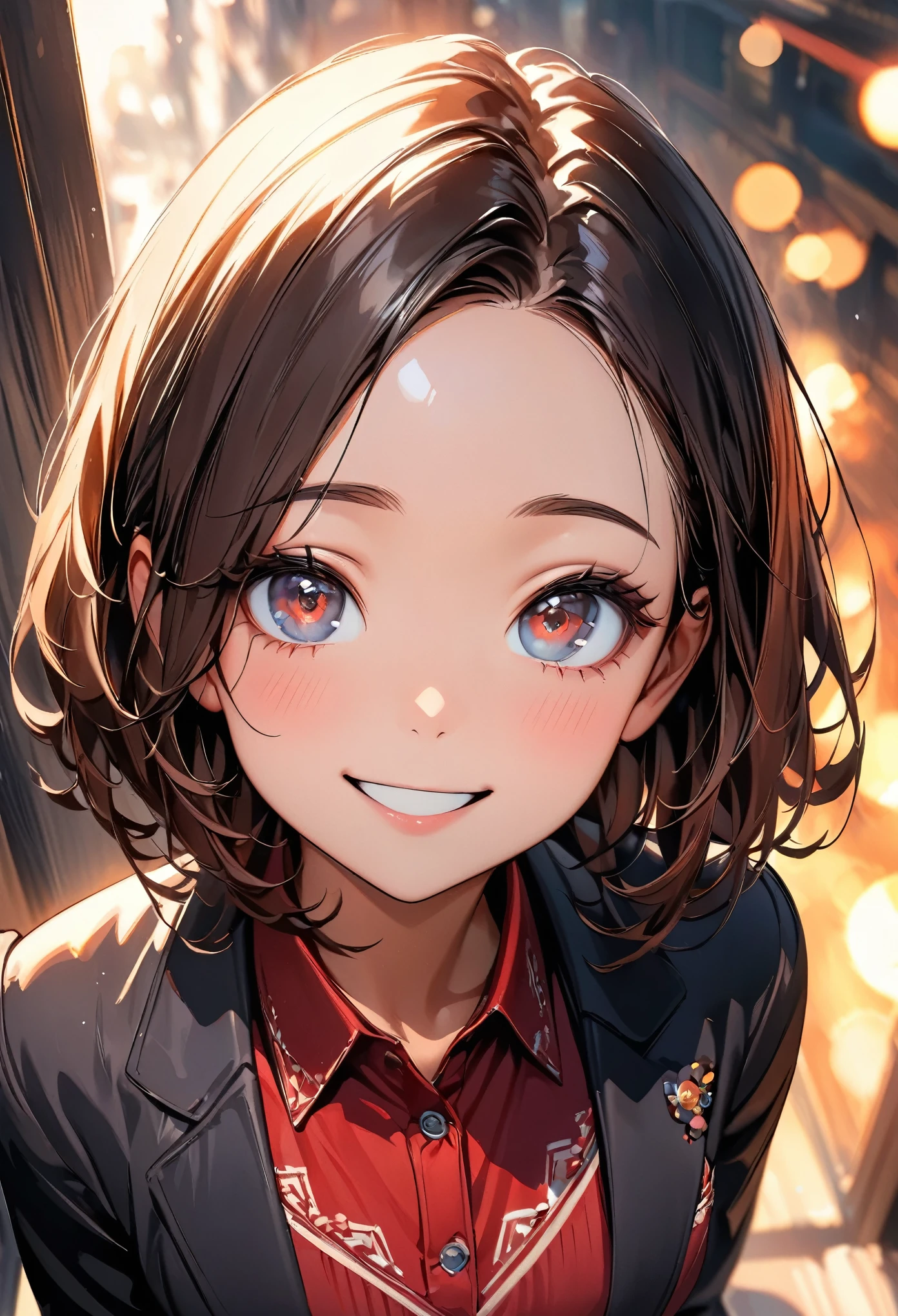(highest quality:1.2, Very detailed, up to date, Vibrant, masterpiece:1.2, highest quality, Best aesthetics), (((1 girl))),Sweet smile, Moist eyes, Red cheeks, Leaking sigh, Portrait of a beautiful girl, Looking up, Composition from above, Gentle lighting, Shallow depth of field, Bokeh:1.2, Soft brush strokes, Oil painting style,