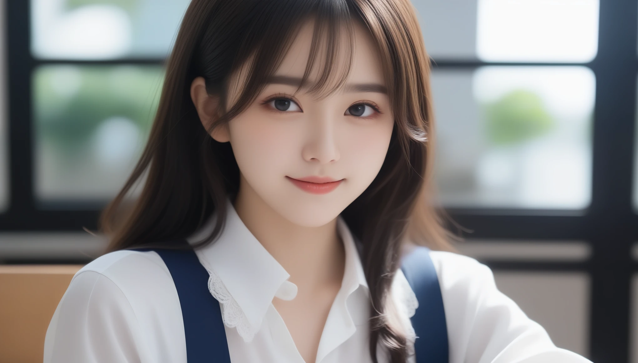 8K, Ultra-high resolution, 最high quality, masterpiece, Surreal, photograph, 1 girl, (16 years old:1.3), pretty girl, Cute face, Beautiful eyes in every detail,masterpiece, Browsing Caution、　masterpiece、　high quality、　One Girl、　yandere、　Black-haired 、　High school girl with straight hair、　Kneel、　On all fours、　(((((High school girl giving a)))))、　Blazer uniform、　(((Open the front of your jacket)))、　(((Open the front of the blouse)))、　Adorable expression、　Swallow it down your throat、　One boy、　High school girl sucking、Lace bra、　Lace panties、　 dripping from the mouth、　In a dark classroom、　night、　night中、　満月のnight,(Spread your thighs))、Sexy pose、See through 、Look at the audience、beauty,Long neck、Smile a little、Please close your mouth and laugh、(((Ideal body proportions))),A cup small breasts :2,、Portraiture:2、Perfect ???????、Vivid details、detailed、Surreal、Light and shadow,Strong light,Fashion magazine cover,Thin lips