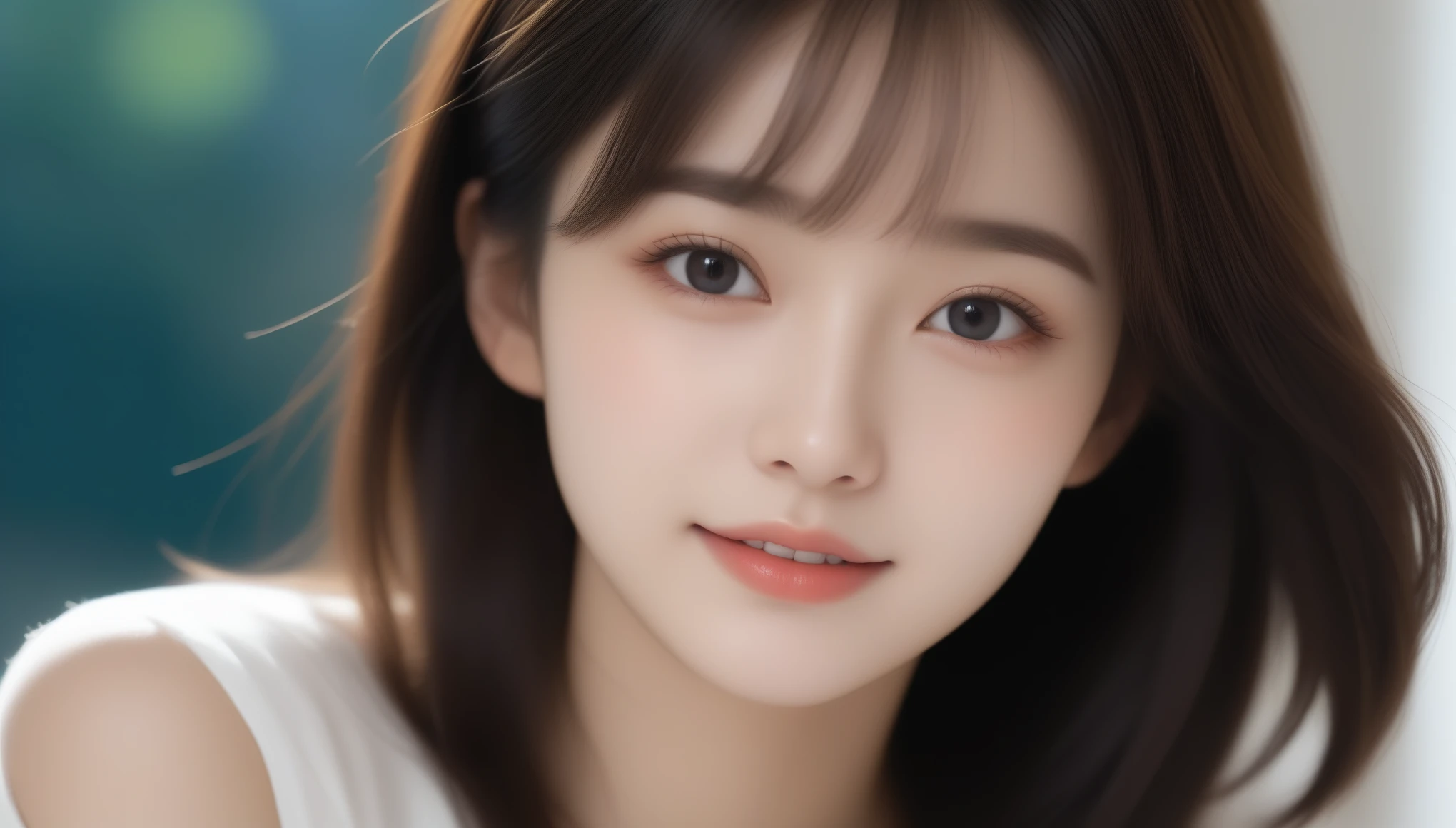 8K, Ultra-high resolution, highest quality, masterpiece, Surreal, photograph, 1 girl, (16 years old:1.3), pretty girl, Cute face, Beautiful eyes in every detail,masterpiece, (Masseter muscle area:1.2、highest quality)、(Real Photography、複雑なdetailed)、solo、1、Home、Face close-up、shirt、(Front Focus)、look at me、Bangs Morning Coffee、kind、Bright smile、Long round face,((Spread your thighs))、 pose、See through 、Look at the audience、beauty,Long neck、Smile a little、Please close your mouth and laugh、(((Ideal body proportions))),A cup small  :2,、Portraiture:2、Perfect 、Vivid details、detailed、Surreal、Light and shadow,Strong light,Fashion magazine cover,Thin lips