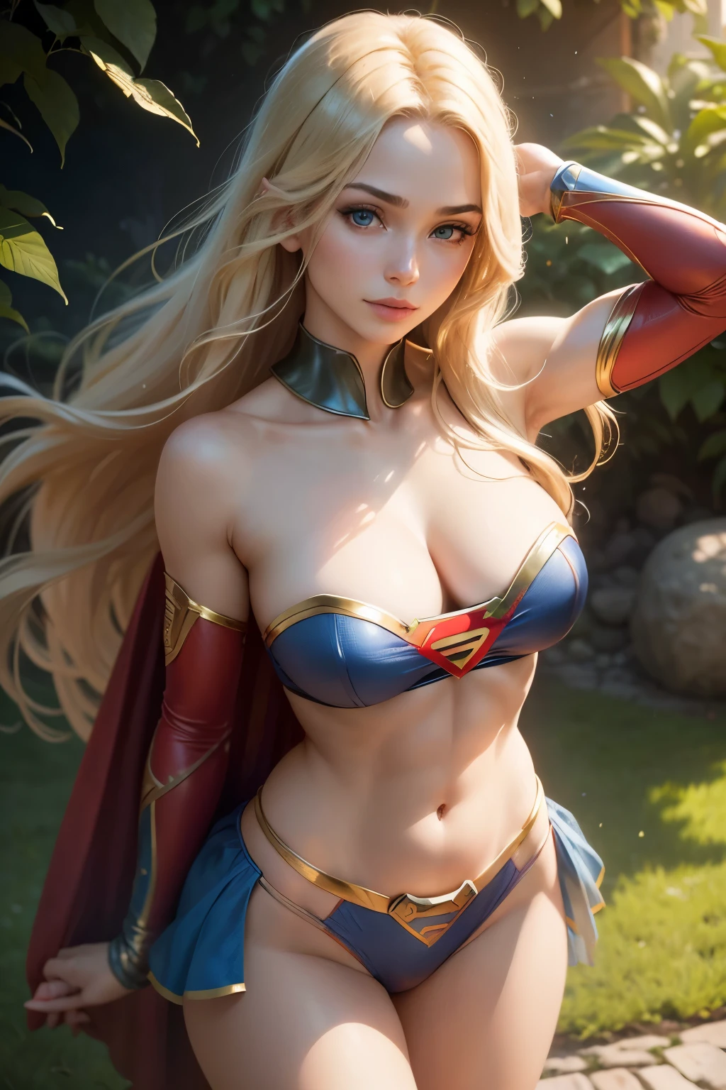 lindo, Powerful supergirl with flowing blonde hair and a captivating smile. your strength, Muscular Physique Radiates Confidence and Strength. Os detalhes intrincados de seu rosto, showing off her piercing blue eyes and perfectly shaped lips, melhorar seu carisma geral. She is the epitome of female empowerment and strength. realista, fotografia. Fantasia rasgada.
Ela fica alta em um jardim vibrante, Full of lush greenery and colorful flowers. Sunlight gently caresses your flawless skin, criando um, brilho suave. The garden is teeming with life, com borboletas voando ao seu redor, attracted by its natural beauty.
The scene is captured in stunning 8K resolution, garantindo a mais alta qualidade e clareza. The image is ultra-detailed, reflecting every intricate aspect of Supergirl's appearance and the surrounding environment. With realistic and photorealistic rendering, Cada detalhe, from the texture of the hair to the delicacy of the petals, is brought to life.
O estilo de arte mistura elementos de retratos e arte conceitual, creating a unique and captivating composition. It shows the powerful presence of supergirl amidst the serene beauty of nature. The colors are vivid, accentuating the vibrancy of the garden and enhancing the overall aesthetic appeal.
The lighting in the image is meticulously crafted, emphasizing Supergirl's characteristics and adding depth to the scene. O macio, A luz do sol quente projeta sombras delicadas, melhorar ainda mais a qualidade tridimensional da obra de arte.
Em resumo, The request is:
Supergirl, louro, peituda, musculoso, belos olhos detalhados, beautiful detailed lips, olhos e rosto extremamente detalhados, long eyelashes, cena do jardim, 8K resolution, ultra-detalhado, realista, Fotorrealista, retrato, arte conceitual, cores vivas, luz solar quente, Women's Strength and Empowerment, running your hands through your hair.
