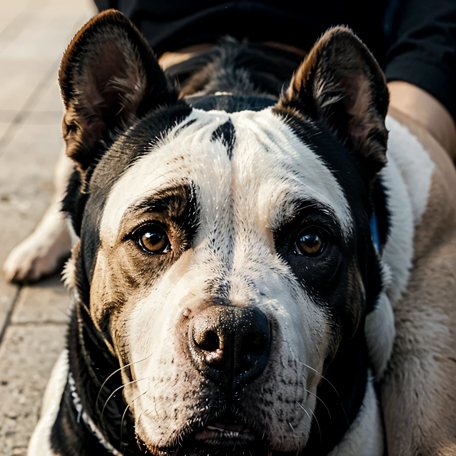 Perro pitbull blanco con un parche ????? en ojo izquierdo