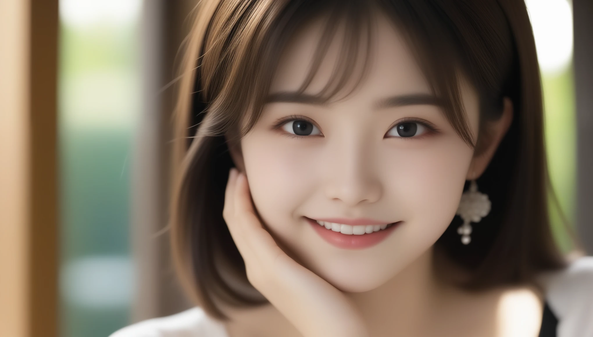 8K, 超High resolution, highest quality, masterpiece, 超Realisticな, photograph, 1 girl, (16 years old:1.3), pretty girl, Cute face, Beautiful eyes in every detail,masterpiece,8K Ultra HD, Digital SLR, Complete Anatomy, (2 Foot), (Two hands), (Five fingers), (highest quality: 1.3), (masterpiece: 1.1), High resolution, Cinematic Light, 複雑なdetailed, (Realistic), outside, Beautiful outside, sunny, Best Realistic, Japanese, One Girl, 16 years old, (Japanese OL business suit)), clavicle (cup), ( Cafe: 1.5), Dimples, Short Straight Hair, Slightly parted lips, Big eyes, Looking at the audience, Exposing shoulders, Wearing a tight shirt, No buttons, Black underwear, High waist tight skirt, 座って足を少し曲げてBend your knees, indoor, Earrings, Natural beige stockings, Black high heels, (smile), (whole body: 1.6), Slender ulzzang-6500-v1.1, (RAWphotograph:1.2), (Realistic:1.4), 美しいdetailedな女の子, 非常にdetailed Eyes and Face, Beautiful fine details, Ridiculous, Incredibly Ridiculous, Large file size, 超detailed, High resolution, 非常にdetailed, highest quality, masterpiece, 非常にdetailed, Realistic, Unified, 8k wallpaper, wonderful, Fine details, masterpiece, highest quality, 非常にdetailedなユニフォーム 8k 壁紙, Light on the face, Cinema Lighting, girl of 16 years old, (No pants)), (Dynamic pose)))), (Camel Toe), (half), (pantyhose), (Bend your knees, Sit on your legs), ((Spread your thighs))、Sexy pose、See through 、Look at the audience、beauty,Long neck、Smile a little、Please close your mouth and laugh、(((Ideal body proportions))),Acupの貧乳 :2,、Portraiture:2、Perfect Anatomy、Vivid details、detailed、超Realisticな、Light and shadow,Strong light,Fashion magazine cover,Thin lips