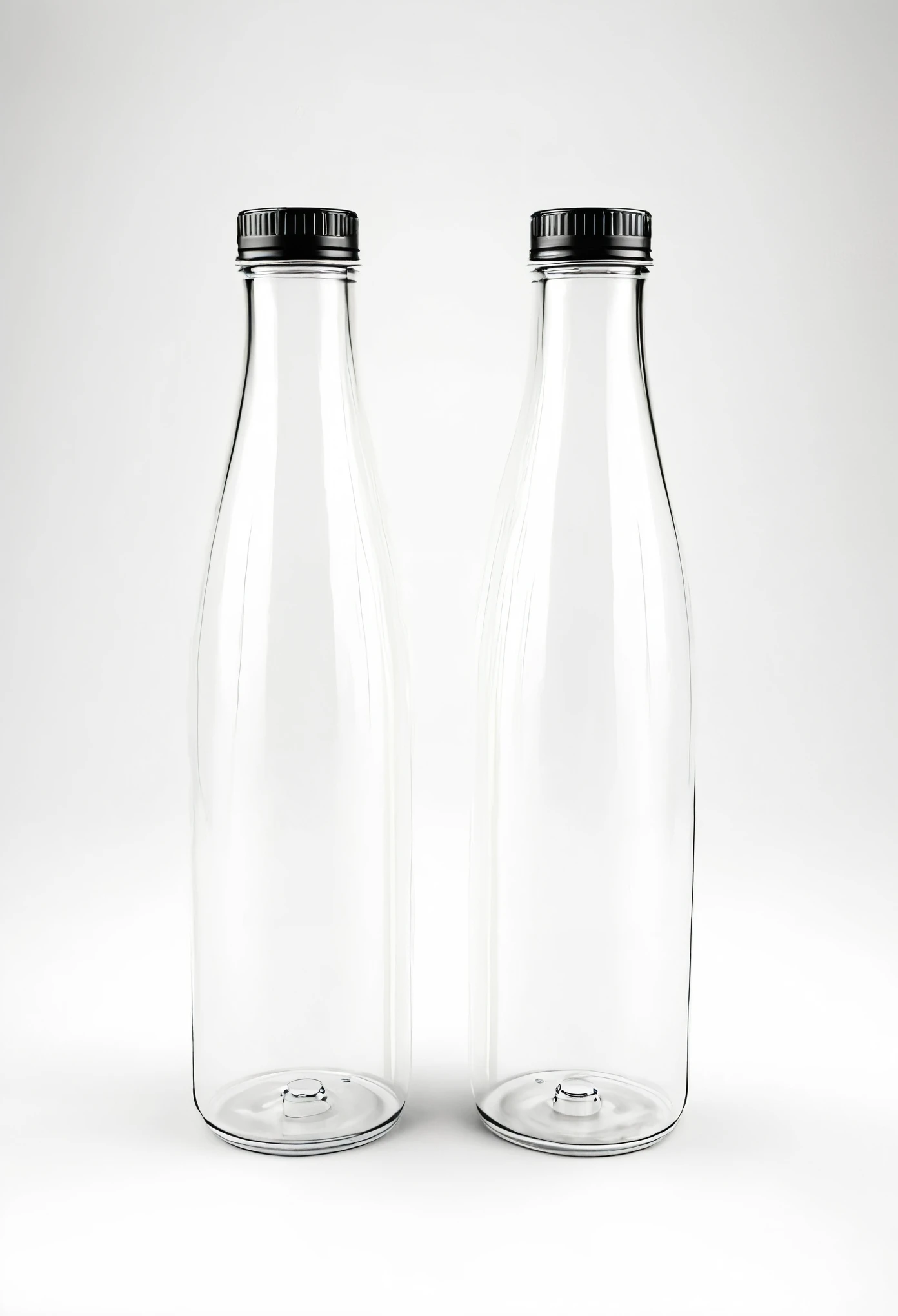 I want a design for a two headed juice bottle which have two bottle necks where you can drink from both sides for two different juices which you can drink it separately or mix together showing in the design how you can mix them together And make sure the two headed bottle is connected together As a one bottle split in half for both of juices