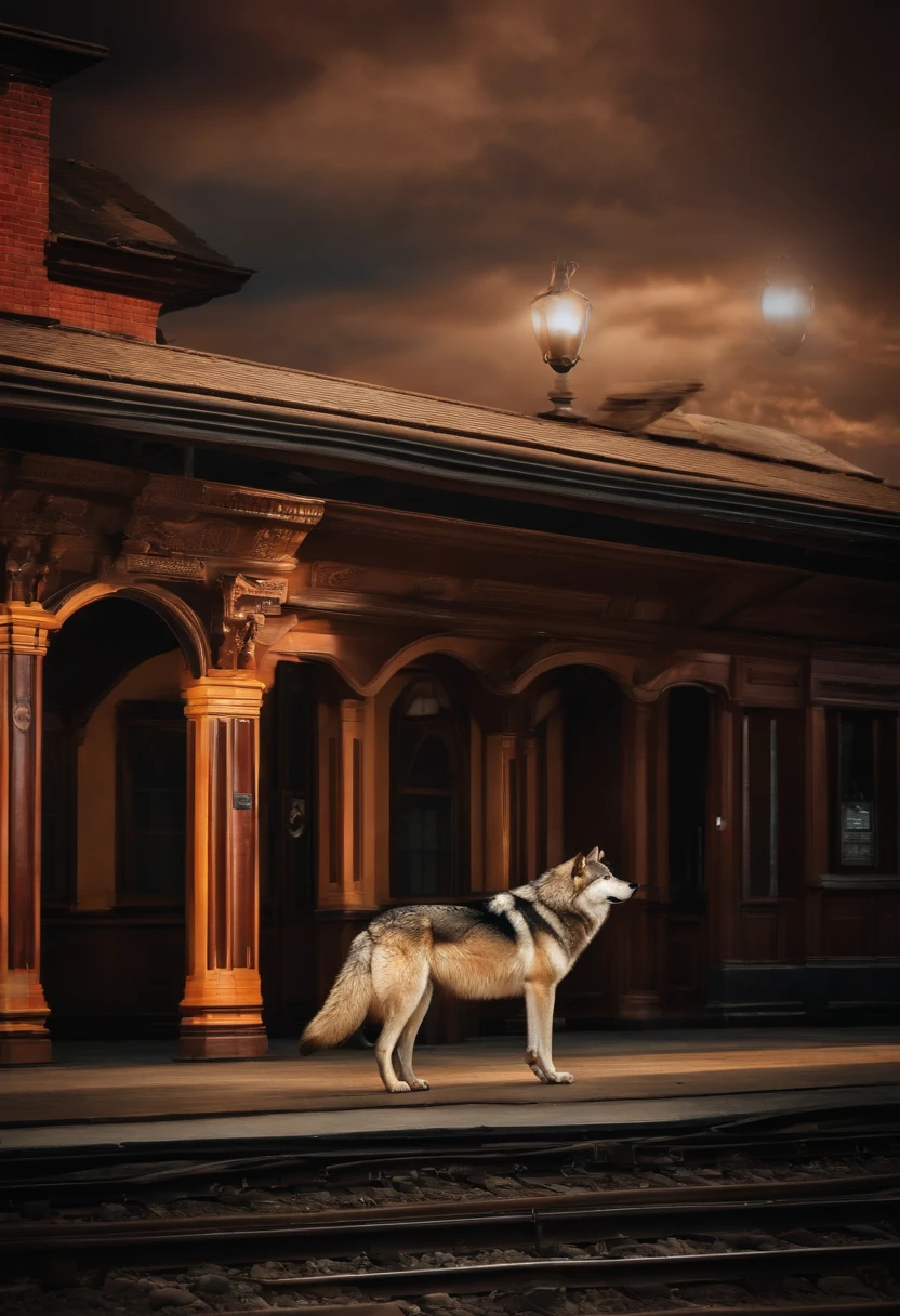 train station with wolves