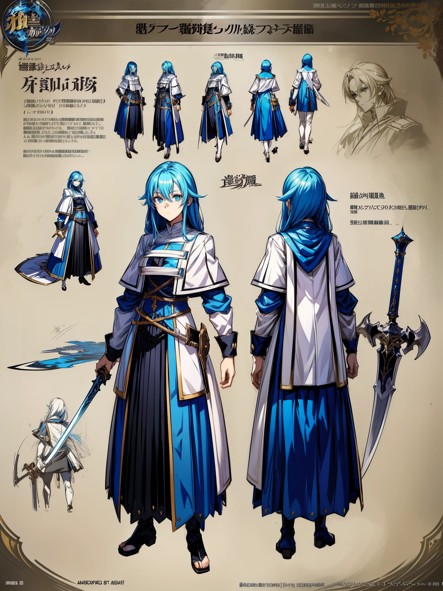 a close up of a person in a uniform with a sword, ( ( concept art of character ) ), best anime character design, full body character concept art, full body concept art, detailed full body concept art, Anime character design, anime character reference sheet, full character concept art, detailed anime character art, anime concept art, jrpg character art, hori + Conceptual art