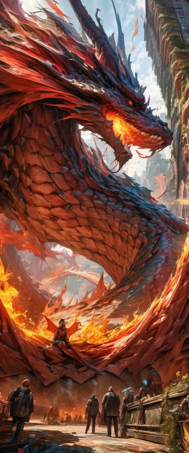The prompt for the given theme is: "(best quality, 4k, 8k, highres, masterpiece:1.2), ultra-detailed, hyper-realistic:1.37, dragon, epic, fiery breath, gigantic dragon, vivid colors, sharp focus, HDR, UHD, fiery rocks in the background" Please note that the prompt is not split into multiple sections and is directly provided in a single line without any explanations or punctuation marks like ":" or ".".