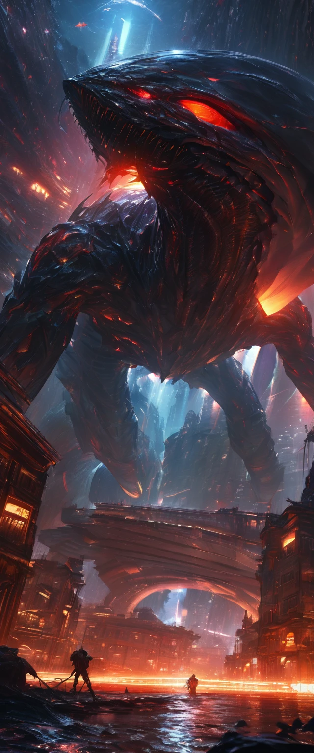 In this high-quality, ultra-detailed prompt, we will depict an epic scene of an alien attack during the nighttime. The image will be in the best quality, either 4k or 8k resolution, ensuring every detail is vividly captured. The main focus will be on the alien attack, with highly detailed UFOs hovering in the sky. People will be shown running in fear, emphasizing the intensity of the situation. The nighttime imagery will create a sense of suspense and drama, with the darkness enhancing the visual impact. The lights from the UFOs will illuminate the scene, casting a mysterious glow on the surroundings. The overall scene will be realistic, reflecting a photorealistic style. The colors will convey a dark and dramatic atmosphere, with deep blues and vibrant contrasts. The use of sharp focus and studio lighting will further enhance the clarity and depth of the image. Get ready for an exhilarating and visually stunning masterpiece that captures the thrill of an alien attack in extraordinary detail.