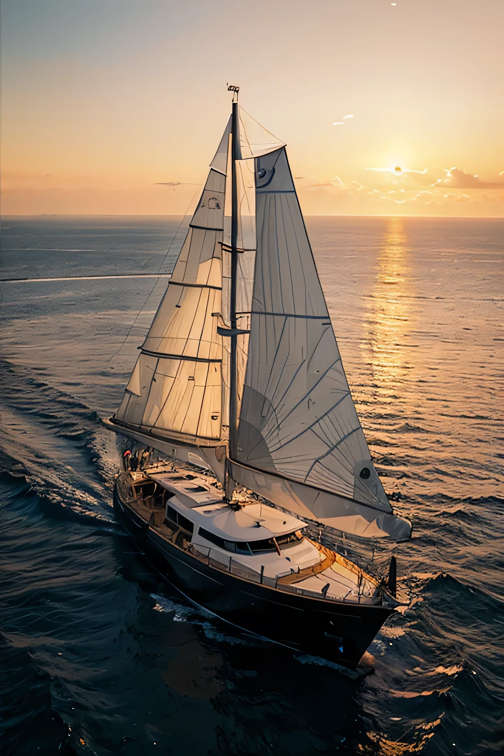 golden hour, sailing yacht, sunset