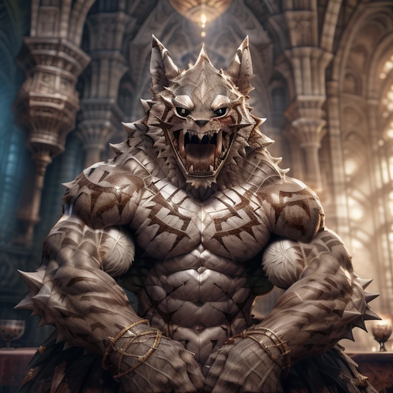 seth (/tas/), (absurdres, highres, ultra detailed) (masterpiece, best quality, detailed:1.2) detailed full body, 8K, big muscle (pecs, triceps, traps) unusually developed muscular body, body full of huge muscles. showing off muscles, pectorales enormes. Exaggeratedly huge muscles. Gigachad Muscular, Animal paws, crossed arms. The claws are sharp, Sharp teeth, No clothes,