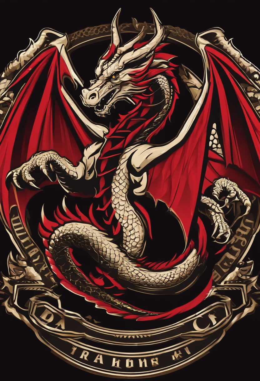 The flag has a black background with a dragon Caesarion design and a red sword in the middle