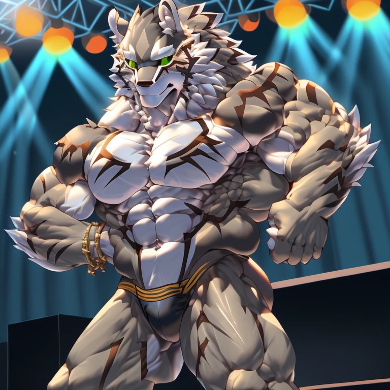 A  seth at the bodybuilding competition, on stage with other seth's bodybuilders at his side, wearing a tiny thong (metallic color: jet black thong) massive, huge muscular bodybuilder with extraordinary biceps, pecs, triceps, traps, waist narrow, gigachad, 300 lbs. It has four arms. seth (/tas/)