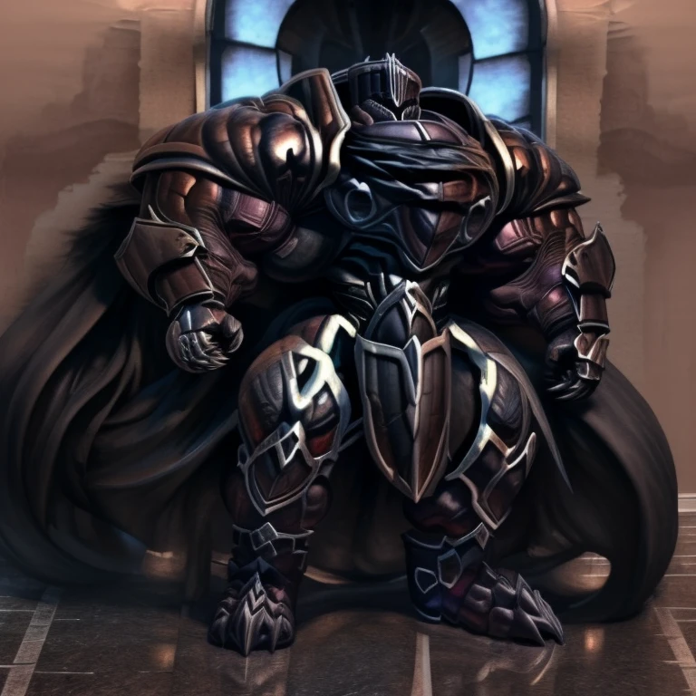 (masterpiece, best quality, detailed:1.2) detailed full body, a knight's mechanical armor, glowing wide and heavy armor, wears full body armor. massive muscles, huge pecs, chiseled abs, huge pectorals, exaggeratedly huge muscles. wearing a cloak. unusually developed muscular body big muscle, pecs, triceps, traps, waist narrow, unusually developed muscular body, Dark knight,
BlackKnight_fe, The claws are sharp,
Sharp teeth, gigantic muscles