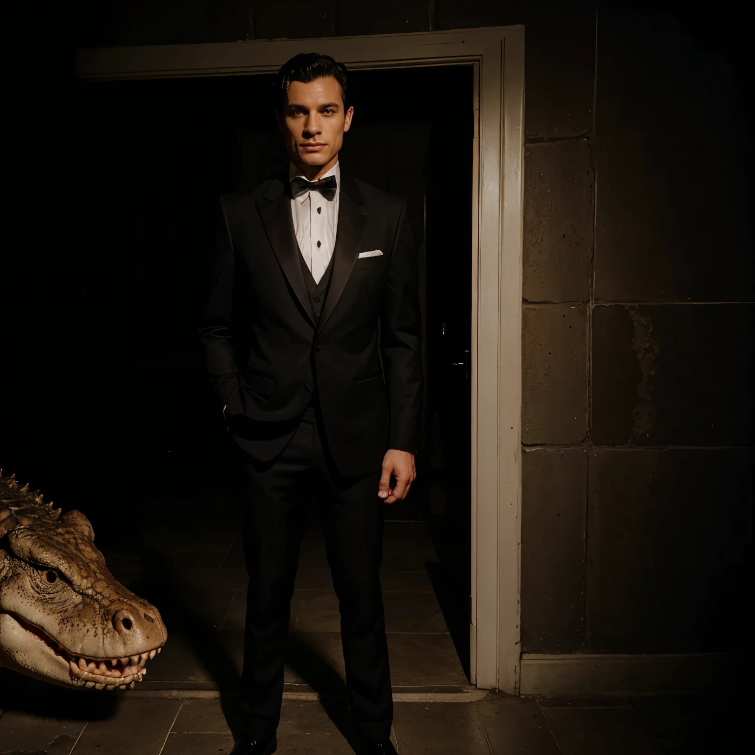 Crocodile in a tuxedo