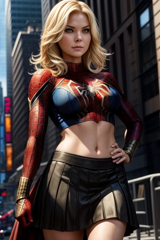 Elisha Cuthbert、Marvel Comics Movie Poster, Very beautiful, Movies about Spiderman, sexy, whole body, I'm wearing a skirt、Premiere date, Poster、belly buttonを突き出す、new york、She's wearing a torn Spider-Man suit,The suit is torn、Wearing a skirt、 Red and black color scheme,dynamic、masterpiece、highest quality、Ultra-detailed、Very detailed、A delicate and beautiful shine、超A high resolution、Cinematic,Break,Breakdrop,(Torn clothes:1.5), (Wet clothes:1.4), Bare shoulders,Real Rain,Wet Hair,belly button、Exposing Skin、Showing off her sexy shoulders