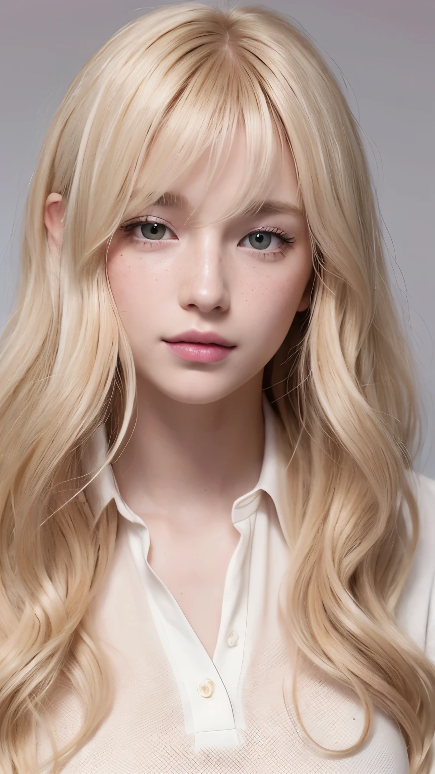 Light blonde hair, Wavy blonde hair, Wavy blonde hair, With small fringe, black eye, Upturned and beautiful nose, Thick lips, Cupid with heart shaped lips.., Pink Lips, pale, White skin, Nice and soft skin, I have freckles and moles, Beautiful eyebrows, Exceptionally beautiful collarbones, He is wearing a polo shirt, dark red, With women&#39;s underwear, slim and beautiful stomach, Bare neckline, (Large Breasts, Soft Breasts, Natural Breasts, Bare neckline), While holding a rose,  Looking at the camera, Auto Photo