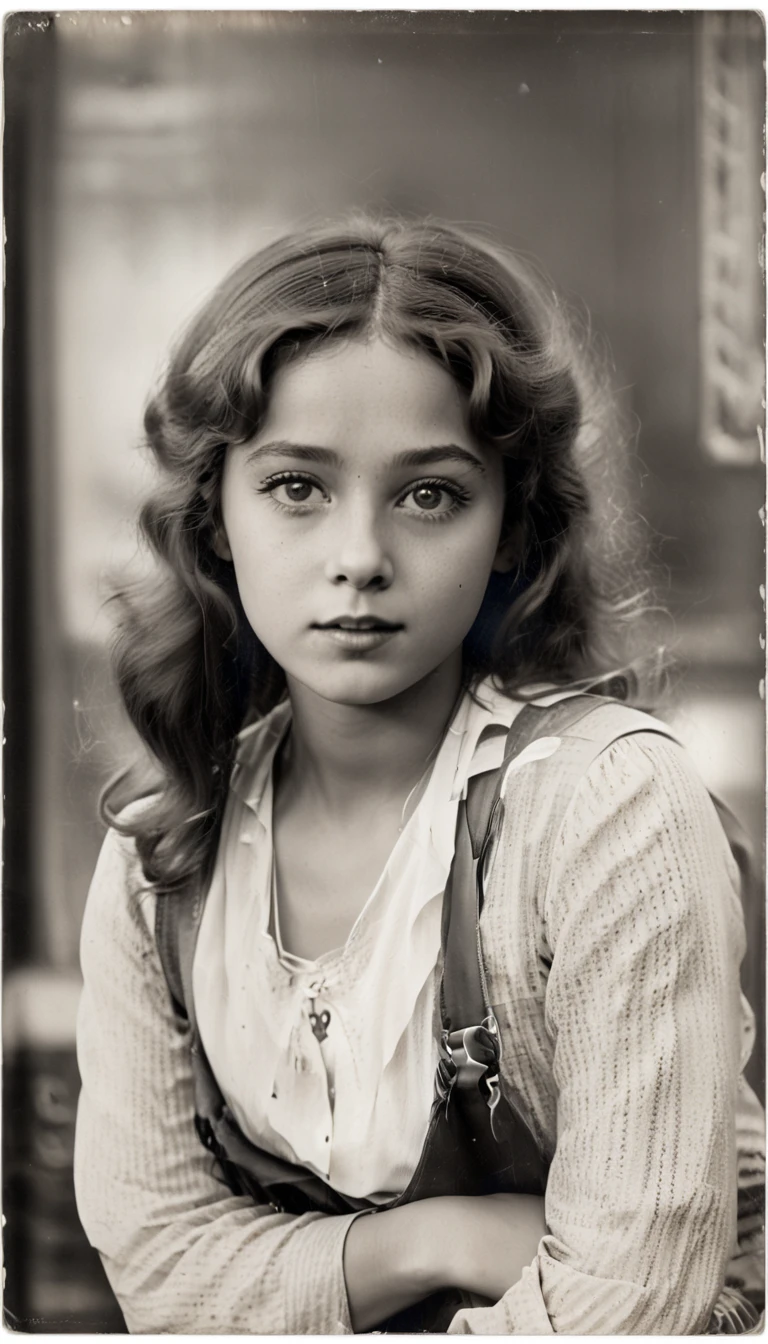 (best quality,4k,8k,highres,Meisterwerk:1.2), Ultra-detailliert, (realistisch,photorealistisch,photo-realistisch:1.37), Black and white photography, portrait, 1920er Jahre, American Girl, 23Jahrealt, direkter Augenkontakt, lange Haare, nice, Retro-Stil, Vintage Mode