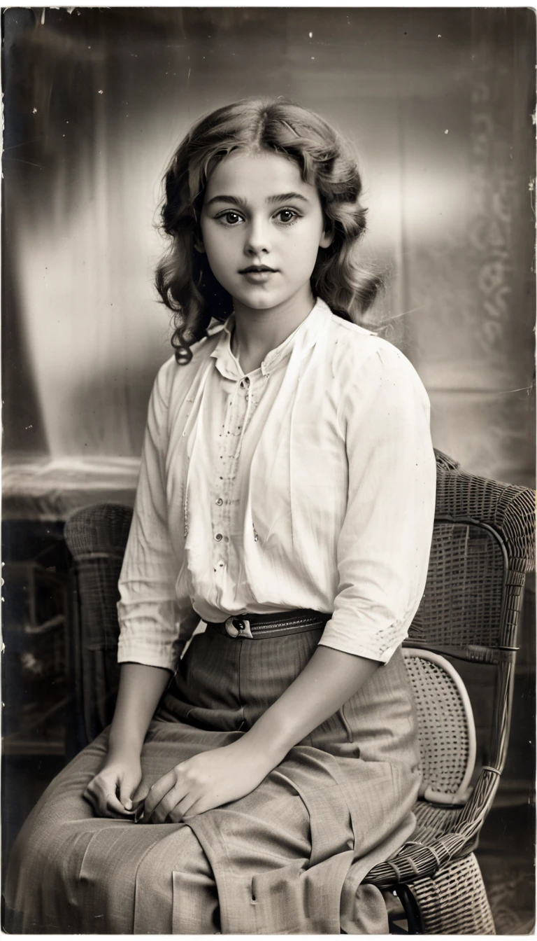 (best quality,4k,8k,highres,Meisterwerk:1.2), Ultra-detailliert, (realistisch,photorealistisch,photo-realistisch:1.37), Black and white photography, portrait, 1920er Jahre, American Girl, 23Jahrealt, direkter Augenkontakt, lange Haare, nice, Retro-Stil, Vintage Mode