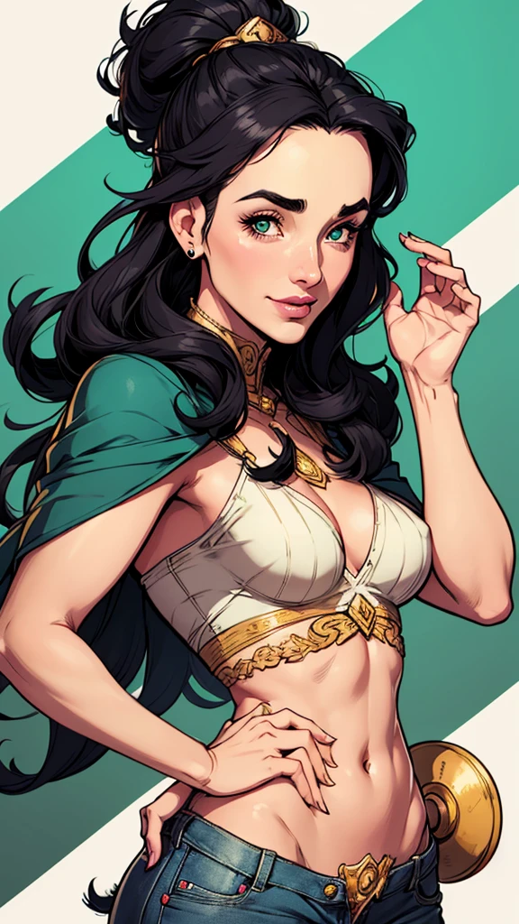 Com um dragão Ennifer Connelly, very long to the waist and half curly with bangs, seios pequenos, olhos grandes com um brilho apaixonado, olhos verdes mel, Um lindo sorriso, vestindo uma camiseta preta longa com um terno feminino verde e jeans, in a serious and sweet comic-style pose, alta qualidade Jennifer Connelly personagem mulher estilo Jennifer Connelly com marcas de guerras Imagem de desenho animado de uma mulher .Ilustra??o estilo desenho animado, estilo de arte dos desenhos animados, estilo de arte dos desenhos animados, digital illustration style, estilo atompunk projeto de pessoaagens altamente detalhado, arte digital detalhada coragem, Forest fan art, Design de personagens de retrato, beautiful digital illustration, retrato de alta qualidade, Arte em quadrinhos, mulher jovem cabelo com transas lindas . Queen Anna by Jennifer Connelly lined eyes Medium large bust and wonderful sexy clothes. image expression of sexual desire from waist to head illustration Queen Anne of Arendelle atompunk style Fallout 4 style pose playboy magazine sensual witch Character cartoon style facial expression happy beautiful smile and six medium small portrait mode waist up with lots of gold around her other stones portrait precious mode waist up queen of the south Jennifer Connelly GTA scenery dominatrix gold coins chest with jewelry with her boyfriend, um homem com barba preta, armado com um estilo militar, Jennifer Connelly Turnaround sheet Creates multiple images in different poses of the same cartoon character:1.2), Woman from Southern Brazil Drawing Art Gaucho Artline white background woman Cartoon image of a woman , roupas sensuais , garota Personagens GTA estilo artgerm femininas Yvonne Strahovski estilo de desenho garota,, pequeno, Shy, bunda grande, catholic nun outfit , dynamic pose, Quente, soft or colored lips, fundo simples, perfect hands, anatomia perfeita, Apoie-se no estilo cartoon de Jennifer Connelly