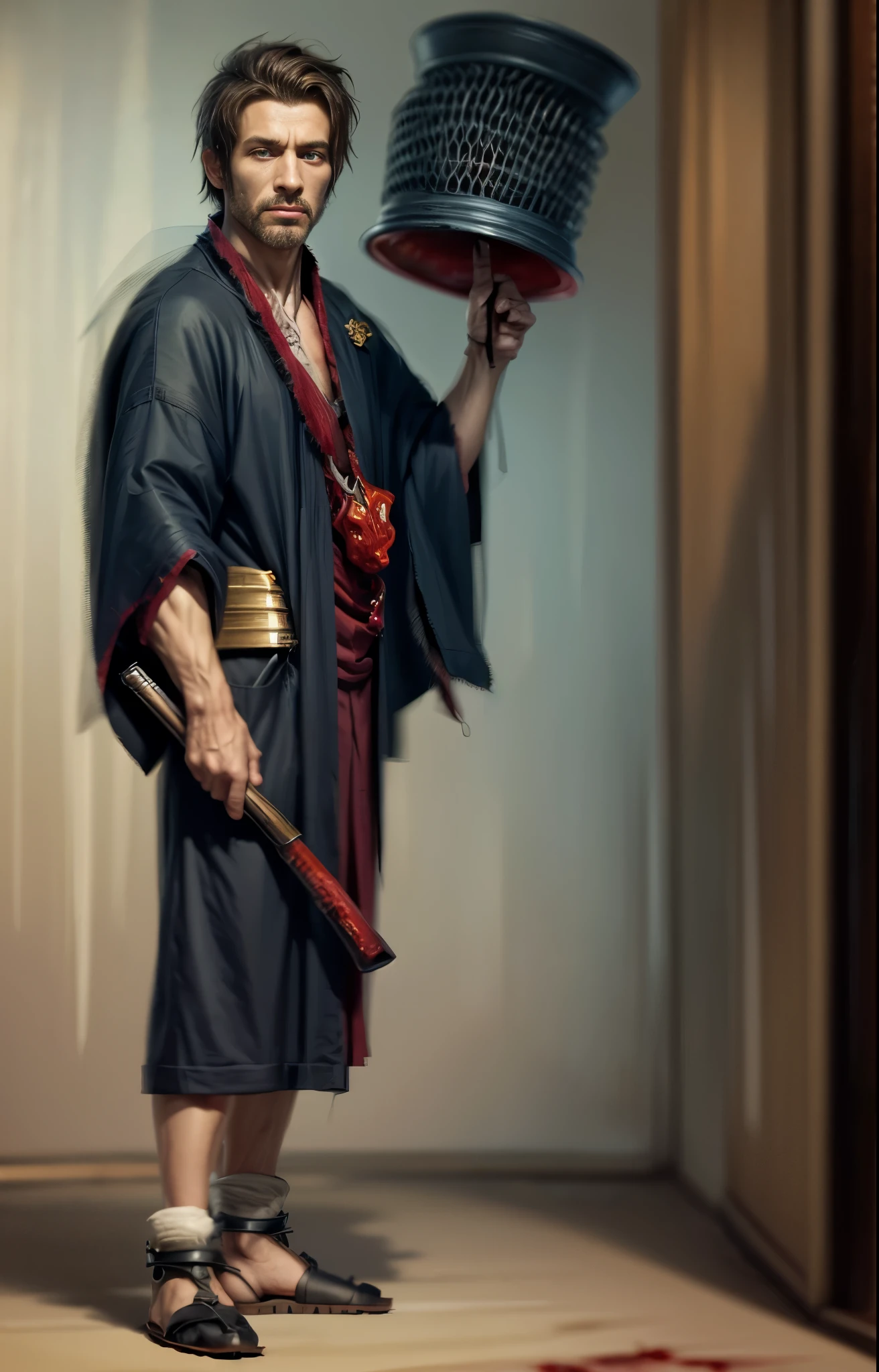 whole body、Monk、Thick legs、Raise your arms、always Bloodstained、Bloodstained、Bloodstained、Best image quality、masterpiece、8k、odd number、strongest、Brutal、monster、killer ghost、Wrestler、logic骨 格 系々、logic、Face of Fear、8k,1 red skinned goblin,Highly detailed fantasy characters、Humanoid organisms、creature concept art、concept creature character art、超リアルなファンタジーmonster,Surreal,Real Skin,Realistic texture,