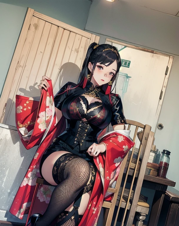 1 Girl, Draco background, Oriental City (（(Big Breasts，Cleavage))）