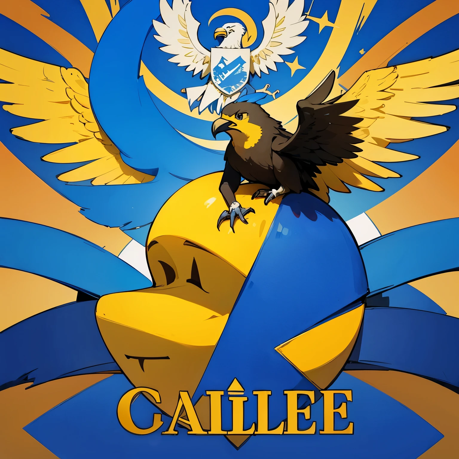 Crea un logo en todos celestes y azules para n partido politico estudiantil cuyo simbolo es un aguila