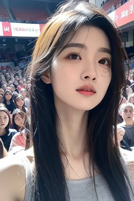 Yazhou,(best quality:1.2),ultra high definition,high quality,(actual, photoactual:1.4),1 girl,alone,long hair,black eyes,Upper body,(face_audience:1.2),looking at audience,