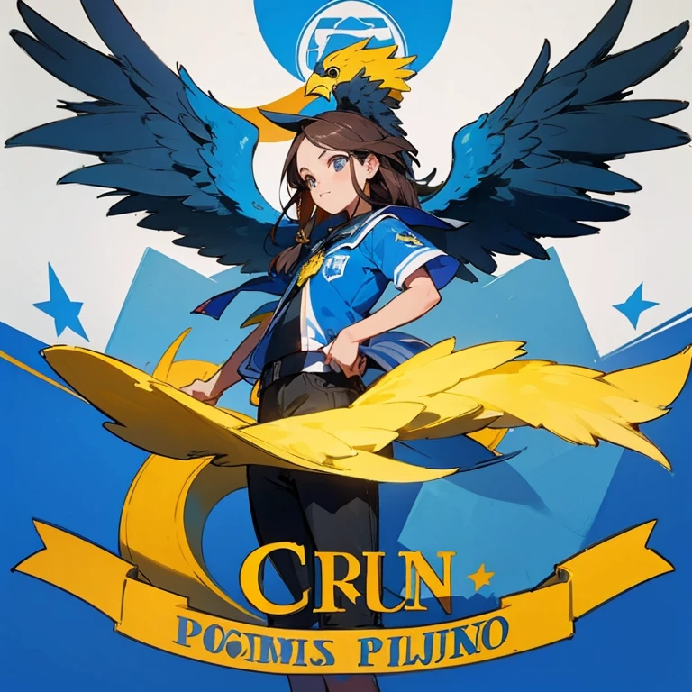 Crea un logo en todos celestes y azules para un partido politico estudiantil cuyo simbolo es un aguila