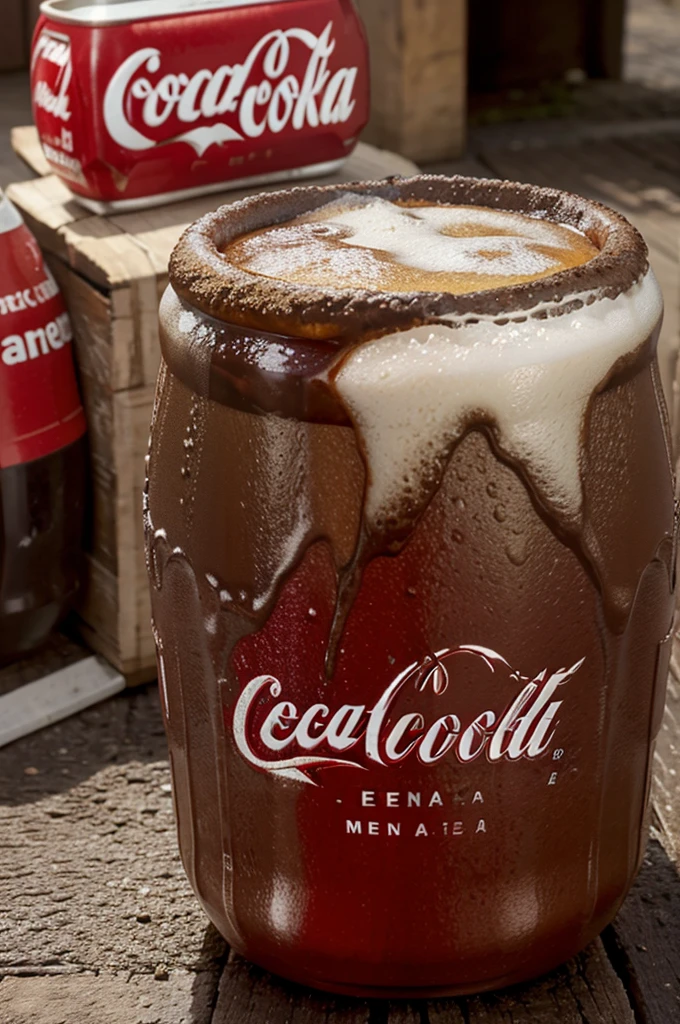Realiza una imagen de Coca-Cola que impacte y sea novedosa para una feria de mercado