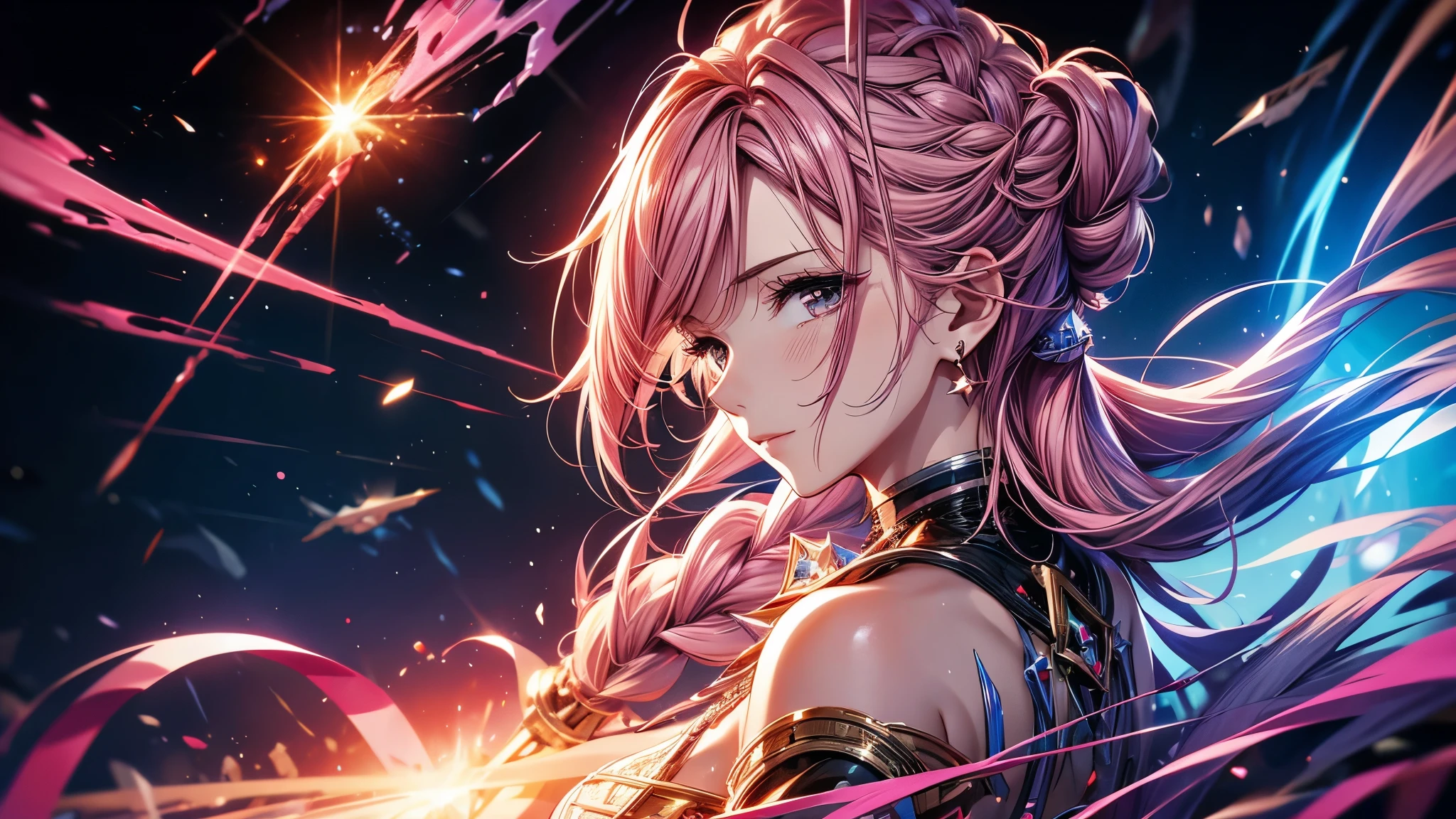 1 Girl, Star Mage, pink hair maria chiquina, Space comets, Octane Render