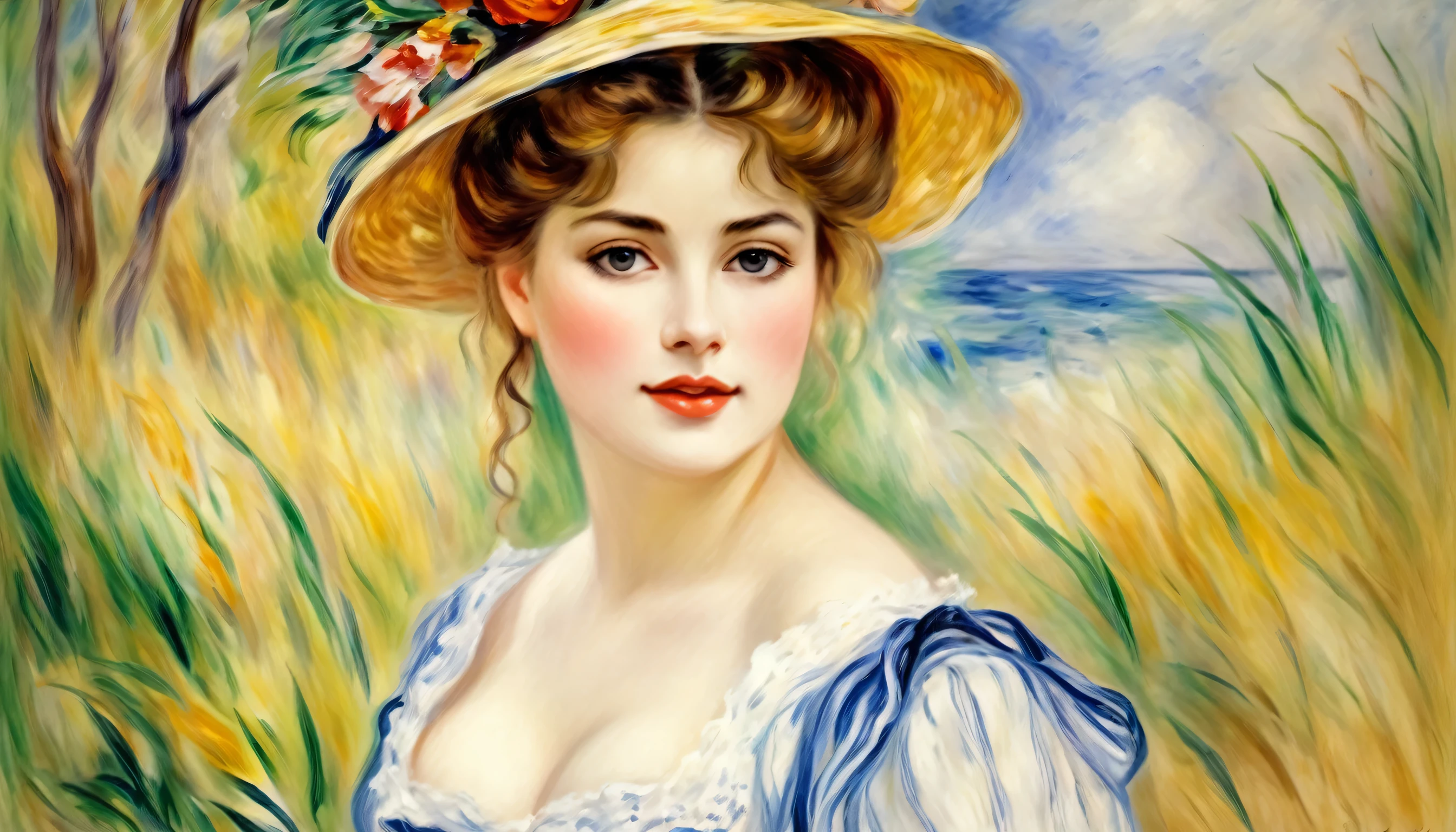 paiting, a beautiful woman, renoir style