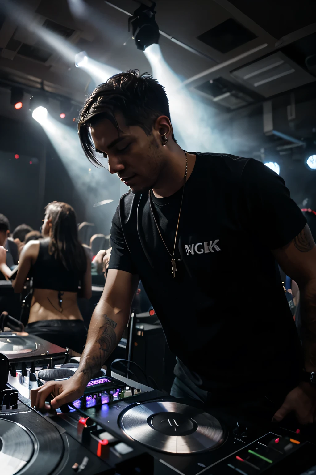 create an image of a dj playing in a club