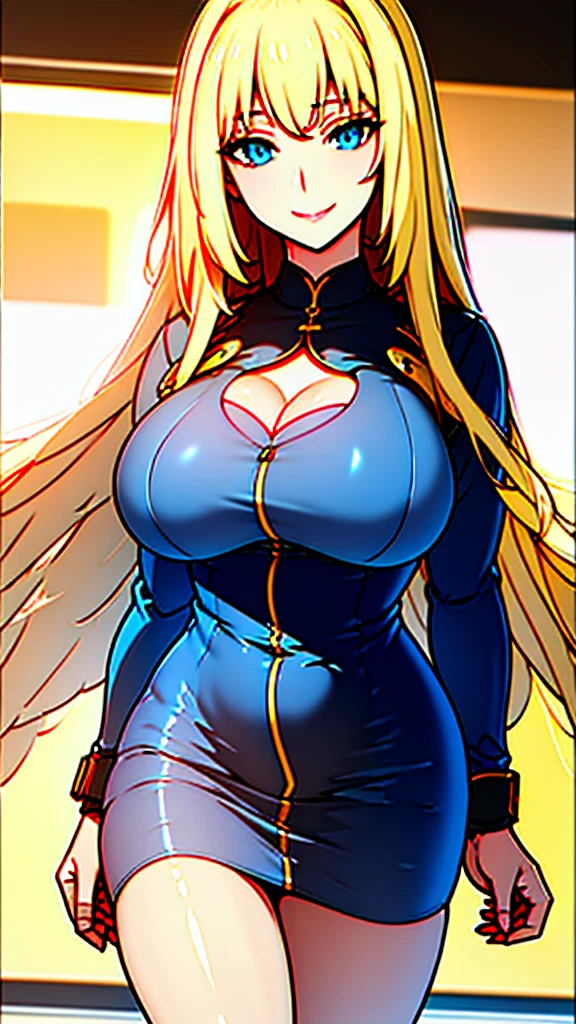 (best quality:1.5, highres, UHD, 4K, detailed lighting, shaders, perfect hand anatomy), blonde straight hair, busty, nurse outfit, cleavage, thighs, smiling, pov, close shot, standing, hospital background