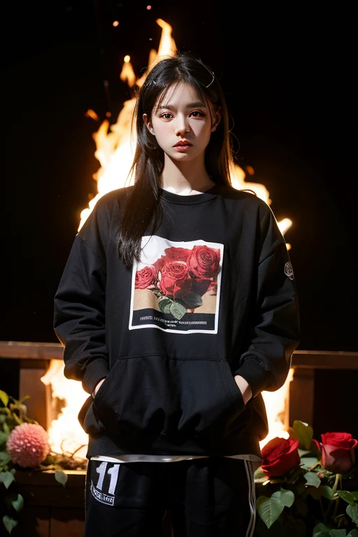 The number 11 on the clothes has a three-dimensional effect of flames and roses。icon design。Only clothes