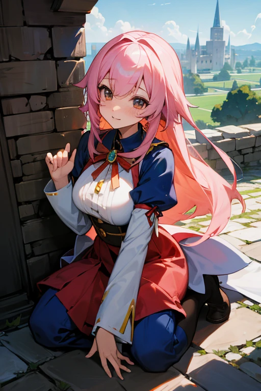 Waifu anime hemosas sentada en el castillo
