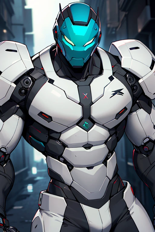 Robot Hombre, muscular, color blanco y verde oscuro, enfermero sexy