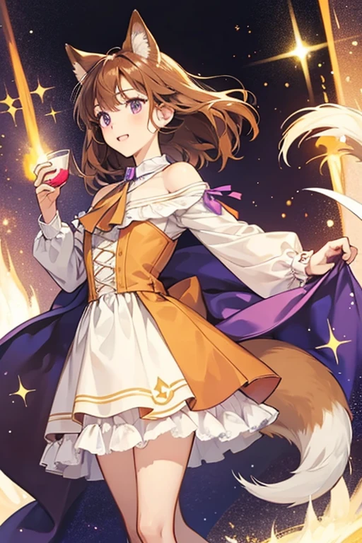 Claire is a small, light brown fox with cream-tipped ears and tail and shoulder-length brown hair. Her usual outfit consists of a purple blouse with a white ascot. SPARKLE; GLITTER