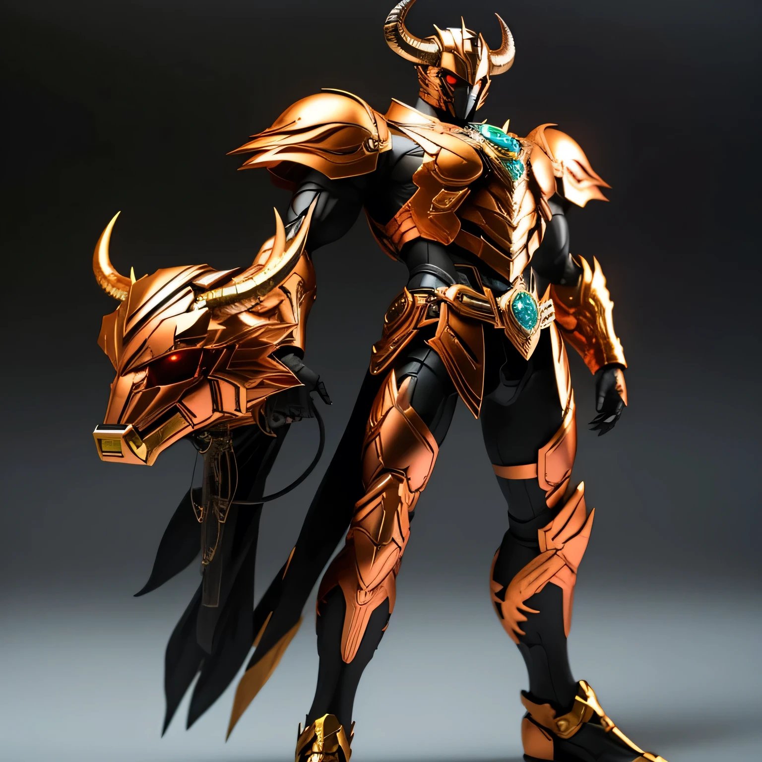 best quality)), ((masterpiece)), (detailed), perfect face, Copper, Taurus Kamen Rider, Labrinth background, Single person, Sleek Minotaur Armor, Full Body, Minotaur Base, Kamen Rider, 1 male, Muscular Armor