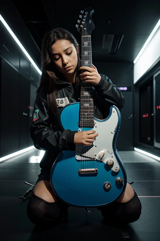 create an image of a futuristic guitar 